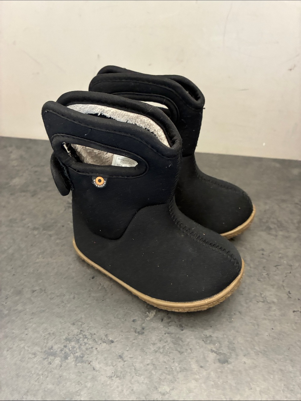 Bogs Black Kids Pull-On Winter Boots with Tan Sole